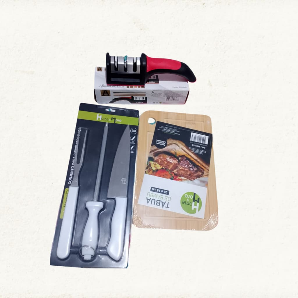 kit churrasco ideal com amolador de faças tudo para seu churrasco com otímo custo beneficios para vc