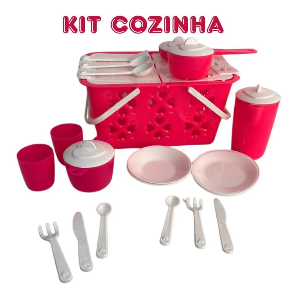 Kit Cozinha Infantil com 19 Acessórios – Brinquedo de Panelinha, Talheres e Utensílios