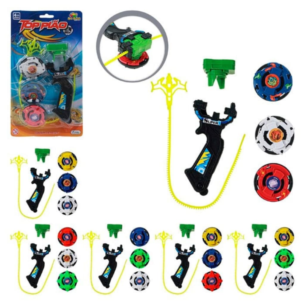 Estilo Beyblade Top Pião Pião de combate com Disparador 3 undade varias cores