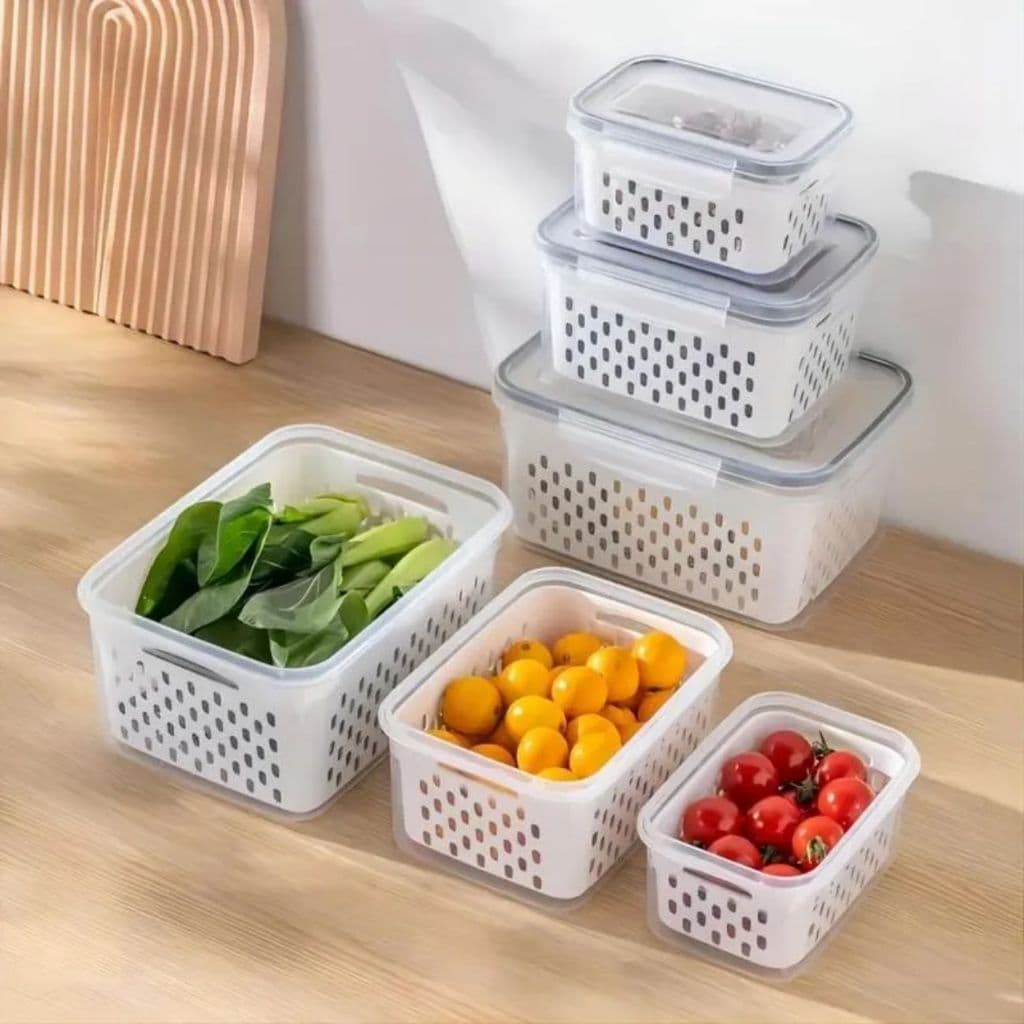 Pote Hermético com Escorredor Porta Frios Queijo Presunto Frutas Legumes