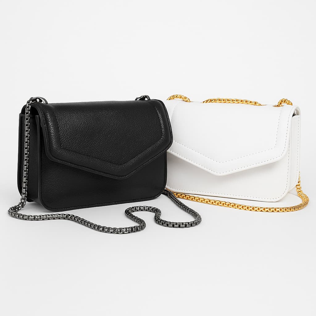 KIT 2 bolsa Lancamento Mini Bag De Festa Metalizada Espelhada Porta Celular Porta Moeda Com Corrente