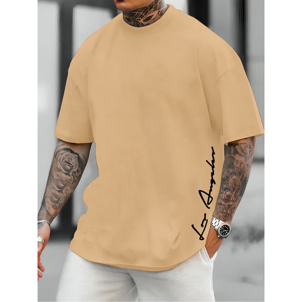 Camiseta Streetwear 100% Algodão Masculina e Feminina Los Angeles New Lateral Camisa Premium