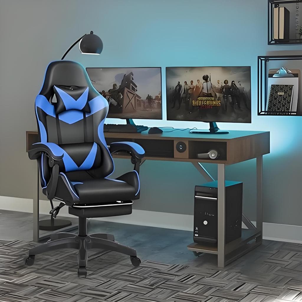 Cadeira Gamer Premium Escritório Giratória 360º Reclinável Apoio Para Pés E Encosto Ajustável Couro -F19