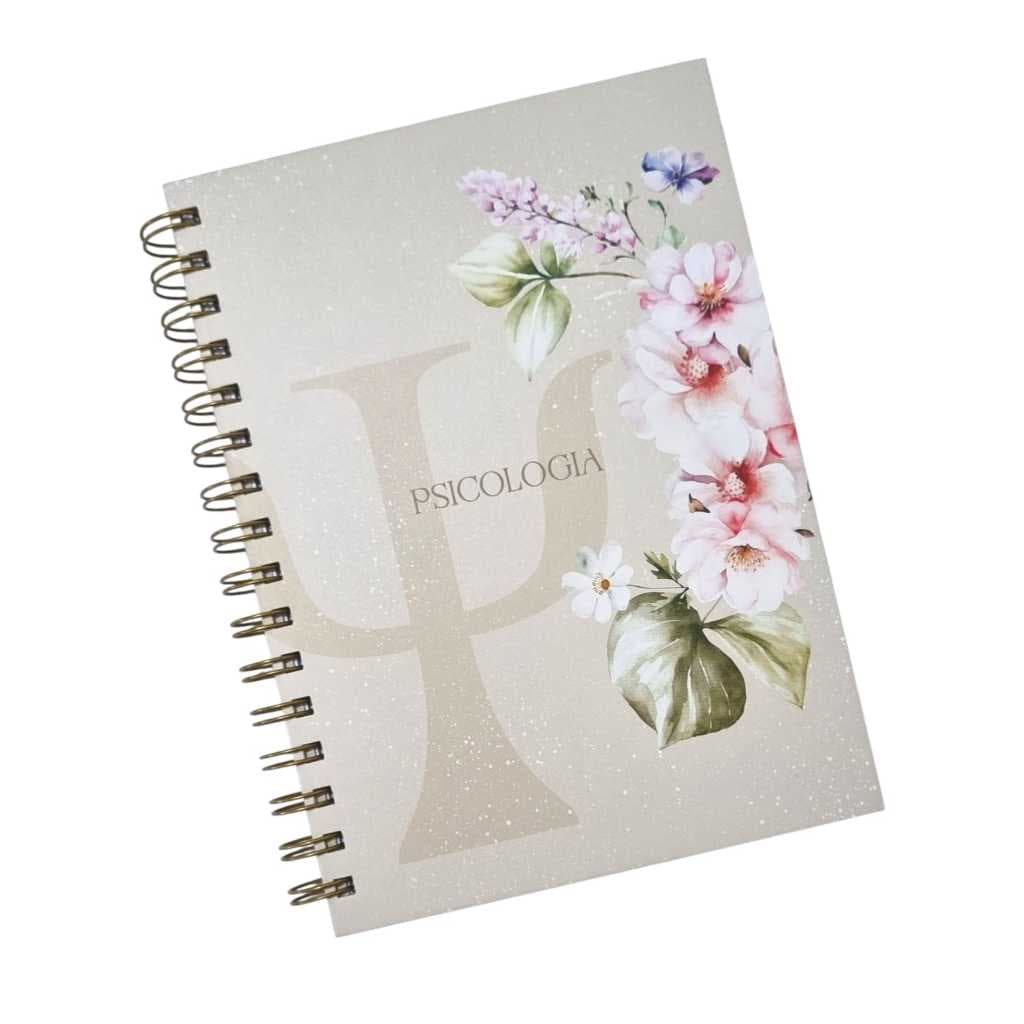 Caderno Psicologia Capa Dura Floral com Bolso + Marcador de Página Brinde