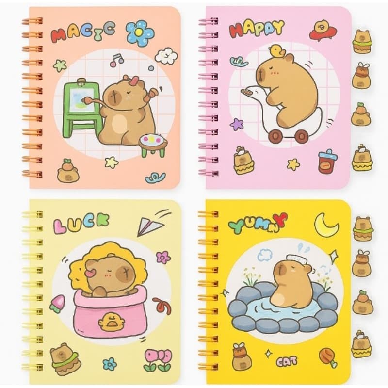Caderno Capivara Fofa Capa Dura Divisórias Ajustáveis Capybara
