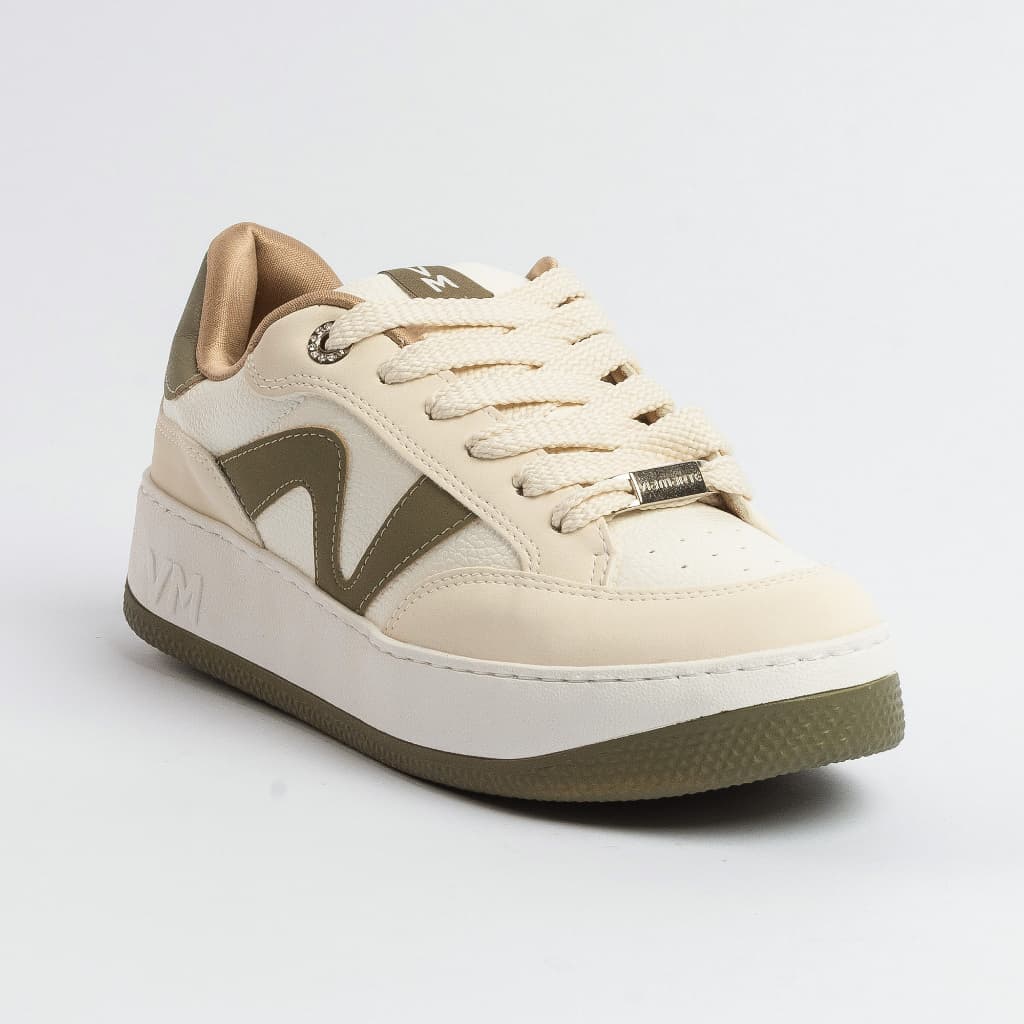 Tênis Feminino Via Marte Plataforma Marfim Verde Casual Confortável Estiloso 209001