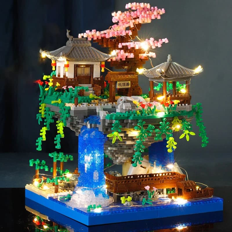 Blocos de montar estilo minecraftt diorama oriental para crianças adultos brinquedo interativo de raciocinio