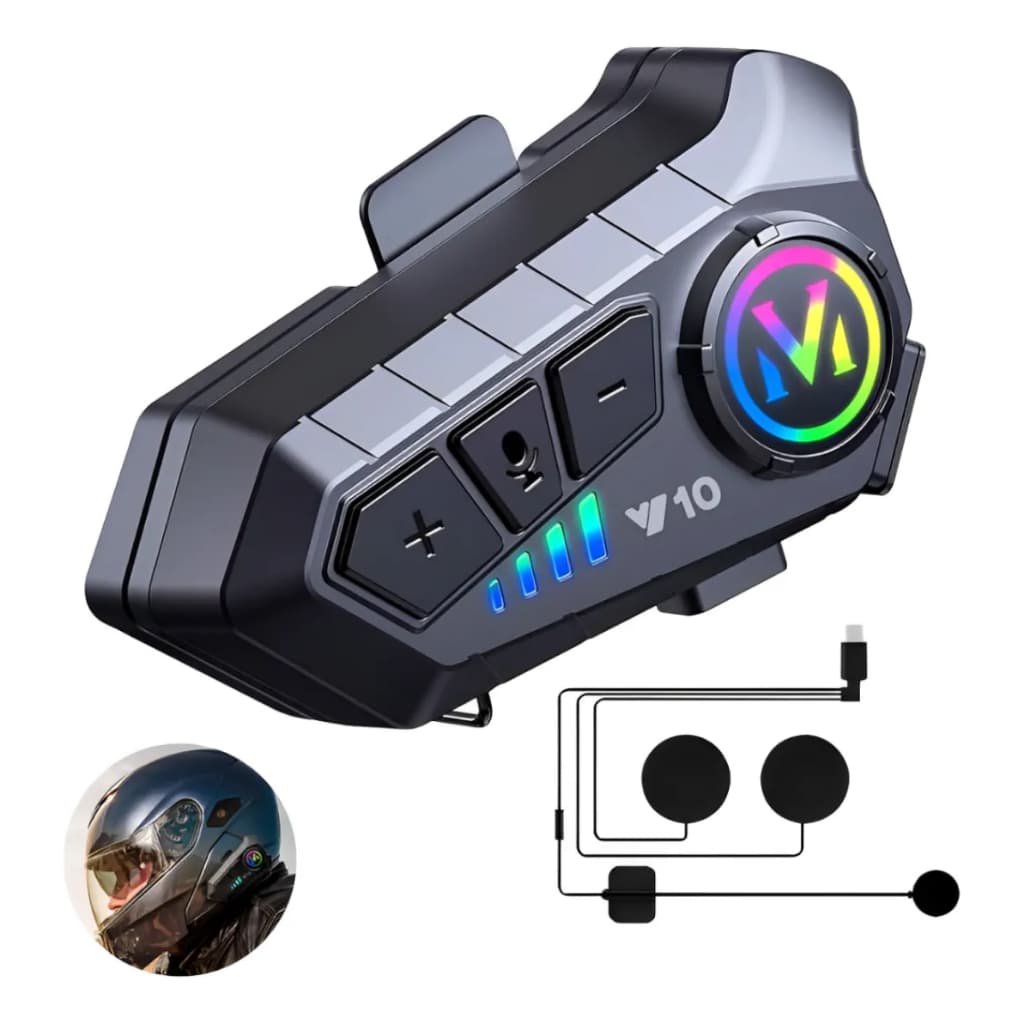 Fone De Ouvido Comunicador Para Capacete Moto À Prova D'água RGB Sem Fio