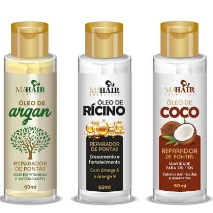 Reparador de Pontas Mahair Óleo de Argan - Óleo Rícino - Óleo de Coco Linha Completa Promoção!