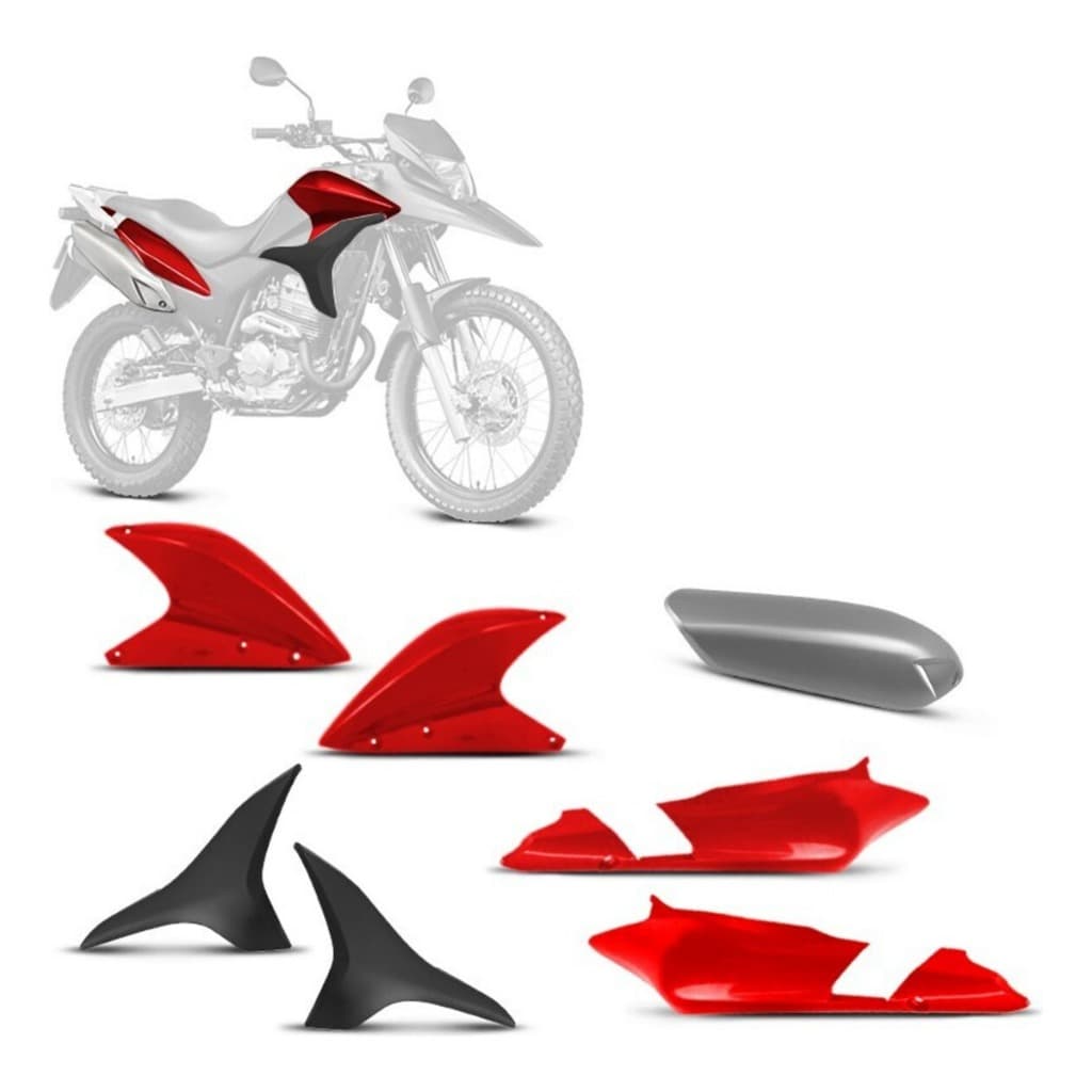 Kit Carenagem Moto Xre 300 anos 2010 á 2012 Aba do Tanque Tampa Lateral Protetor de Escapamento