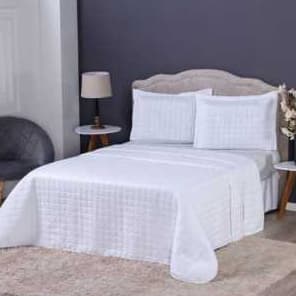 Cobre Leito Colcha Casal 3 Peças 200 Fios  Matelado Pastilhado  Luxo