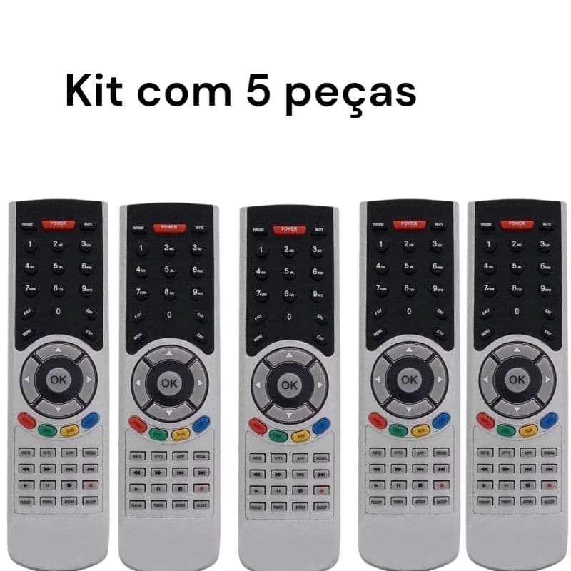 kit com 5 peças Controle Remoto 8074/le-7748