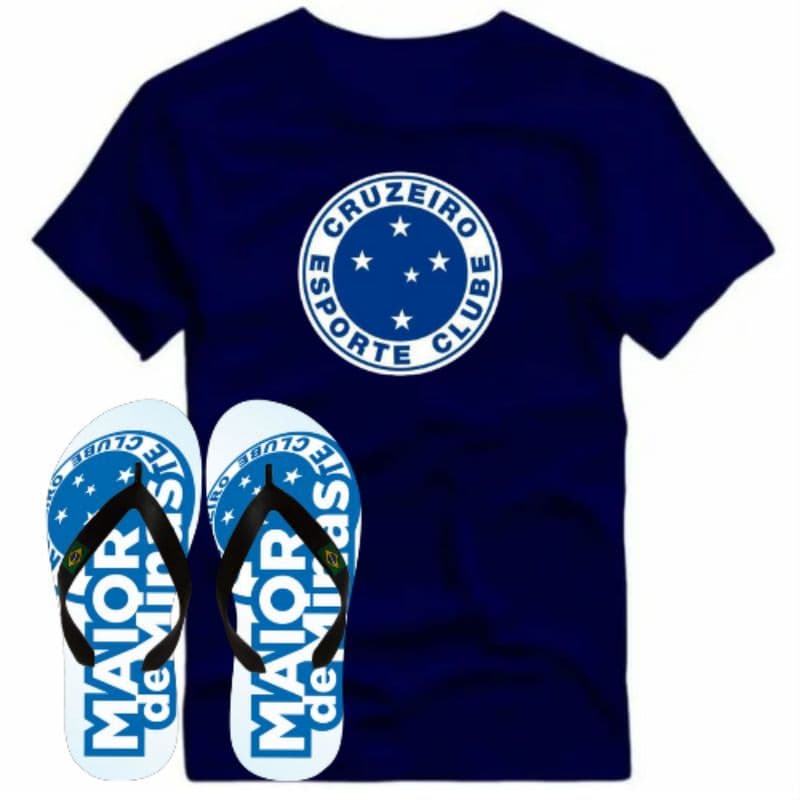 Kit Combo Chinelo + Camiseta Exclusivo Cruzeiro Envio Rápido