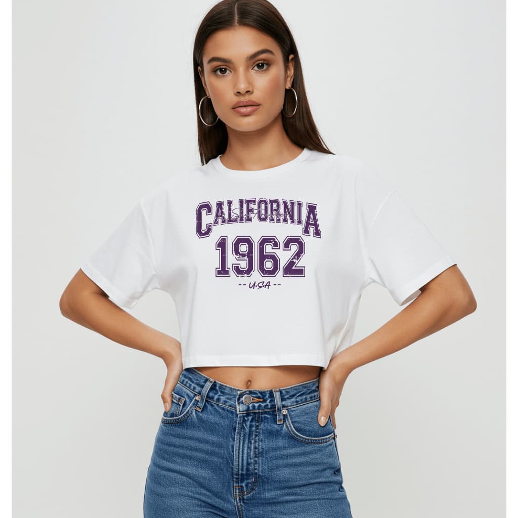 Cropped de Algodão Feminino California Coast Estampa Urbana Oversized