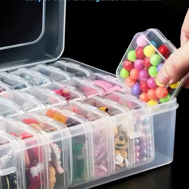 Caixa Organizadora com 30 potinhos. Organizador para acessórios, miçangas e itens em geral.