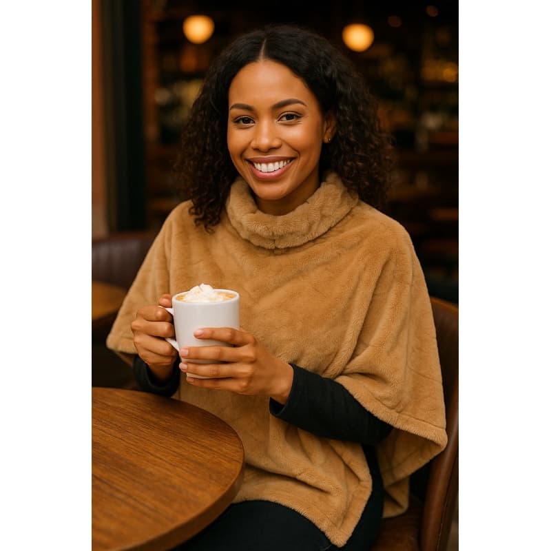 Poncho Feminino, bem quentinho e macio tecido de lãzinha de fleece, antialérgico! Tamanho único veste do 36 ao 42.