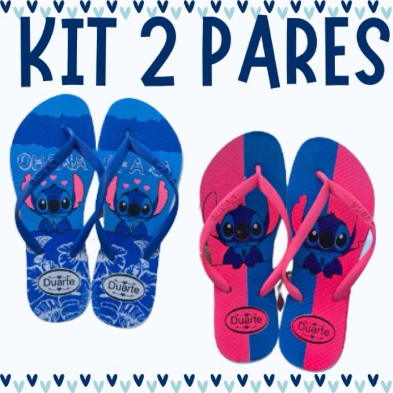 kit 2 pares feminino sortido chinelo de dedo LILO STITCHI