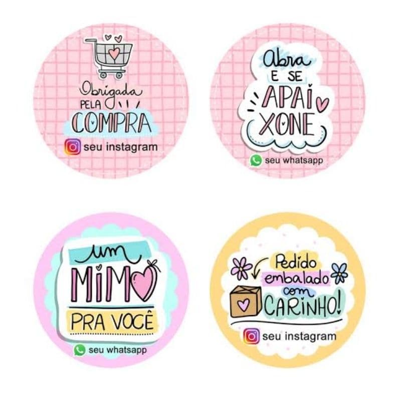 100un Adesivo personalizado logomarca, agradecimento, mimos, feito à mão