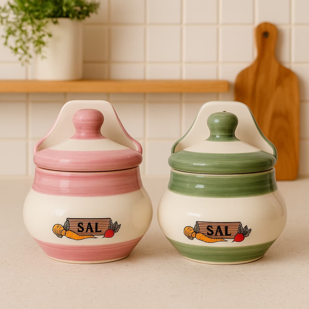 Saleiro Decorativo de Cerâmica  - Cozinha Vintage, Retrô e Charmosa