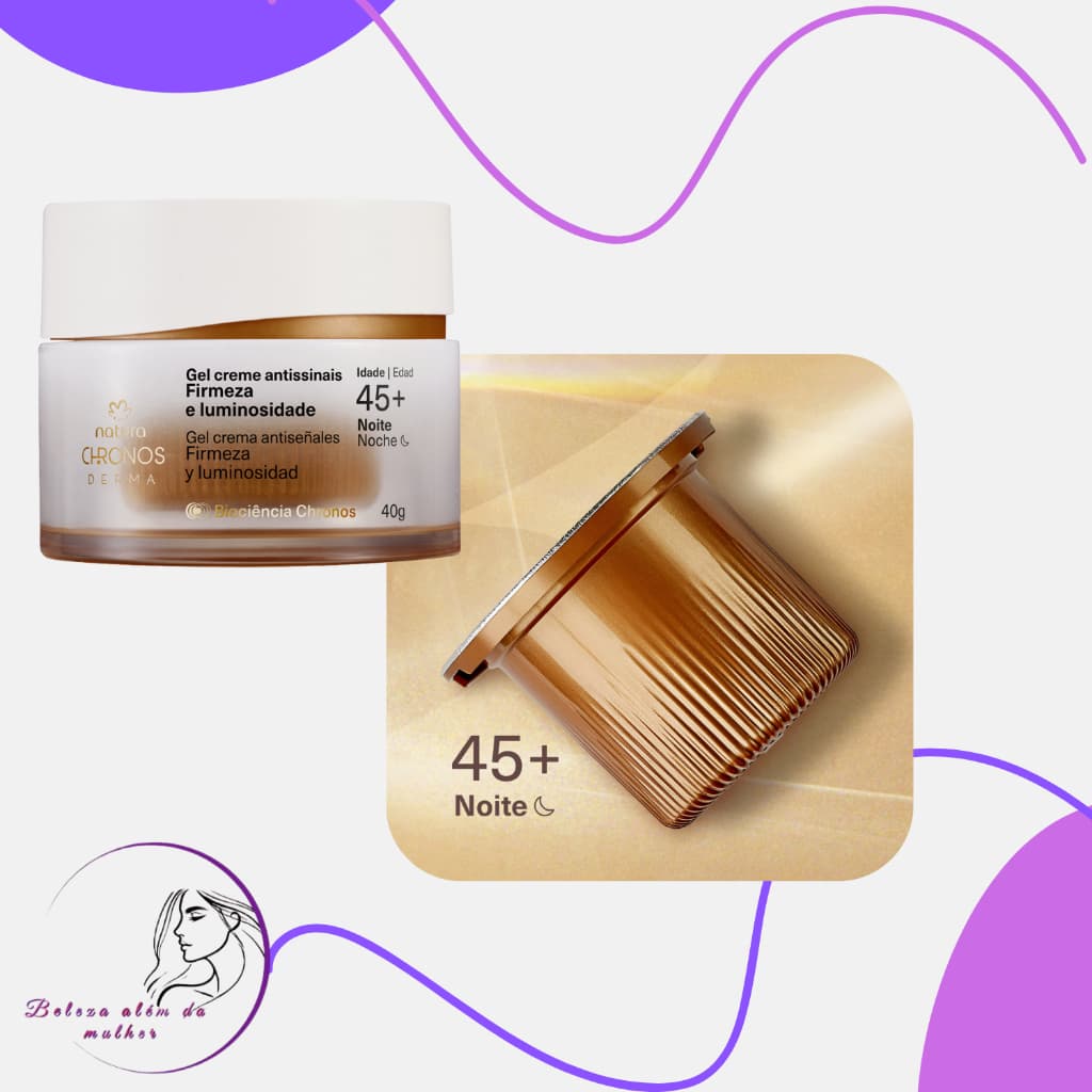 Refil Gel Creme Antissinais Firmeza e Luminosidade 45+ Noite Chronos Derma com Jatobá 40g