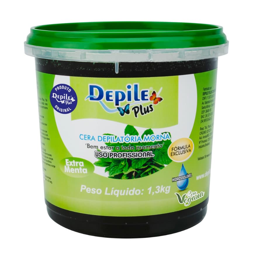 Cera Depilatória Hidrossolúvel Extra Menta 1,3kg Depile Plus