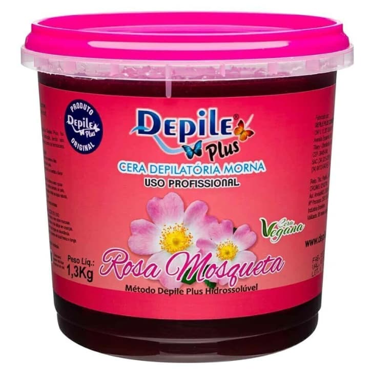 Cera Depilatória Hidrossolúvel Rosa Mosqueta 1,3kg Depile Plus