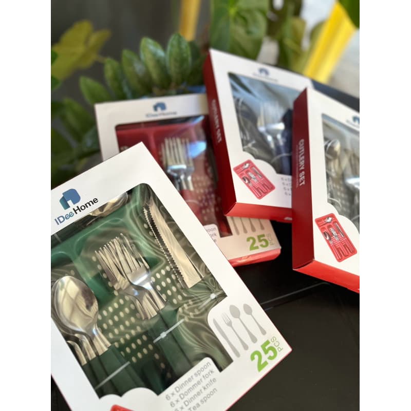 Faqueiro inox jogo de talheres com porta talheres 25 peças