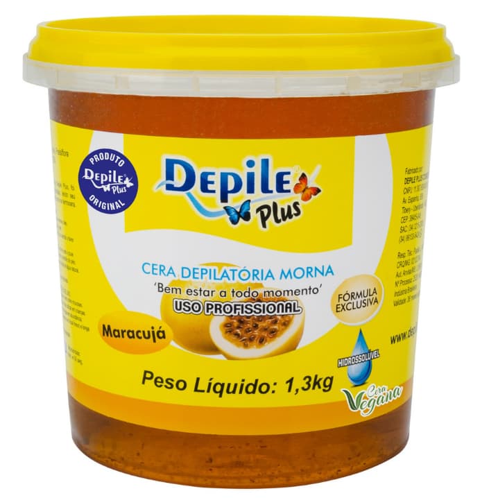Cera Depilatória Hidrossolúvel Maracujá 1,3kg Depile Plus