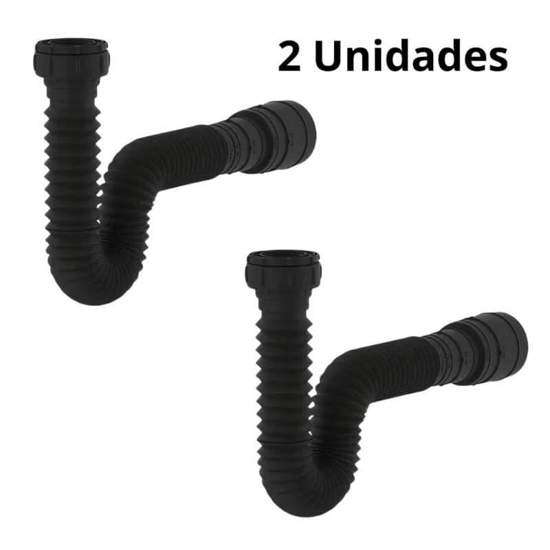 Kit 2 Sifões Pretos para Pia ou Lavabo