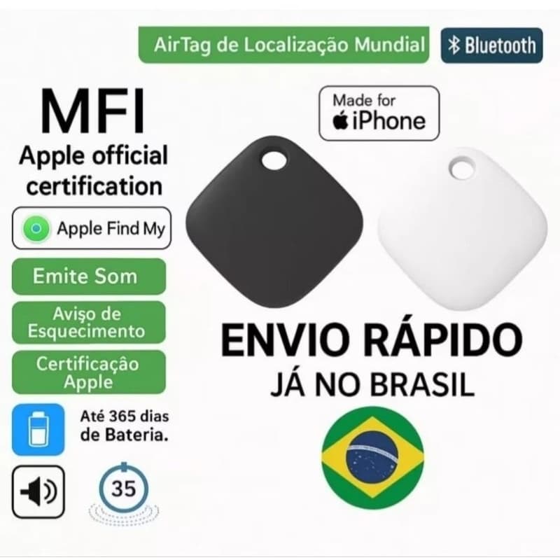 Rastreador GPS Smart Tag AirTag IPone Localizador Com Bateria Extra