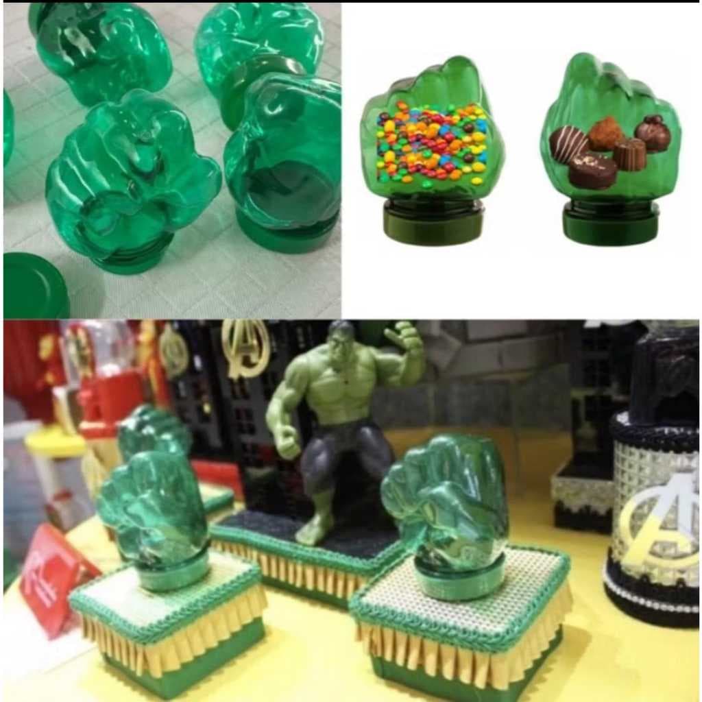 Mini Baleiro Mão Verde Hulk Lembrancinha Decoração Aniversário Festa Temática Personalozação HULK
