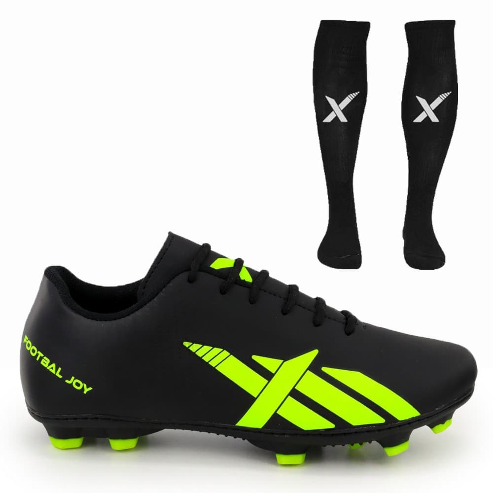 Chuteira de Futebol Sola Campo Pião Trava Sola Costurada + Meião Kit