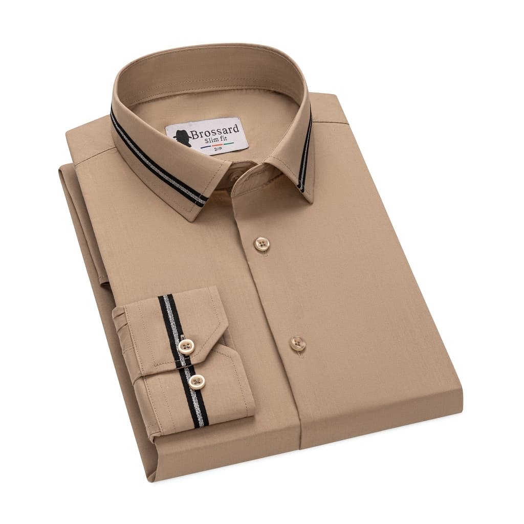Camisa social masculina slim fit de manga comprida em algodão premium, enviada de São Paulo