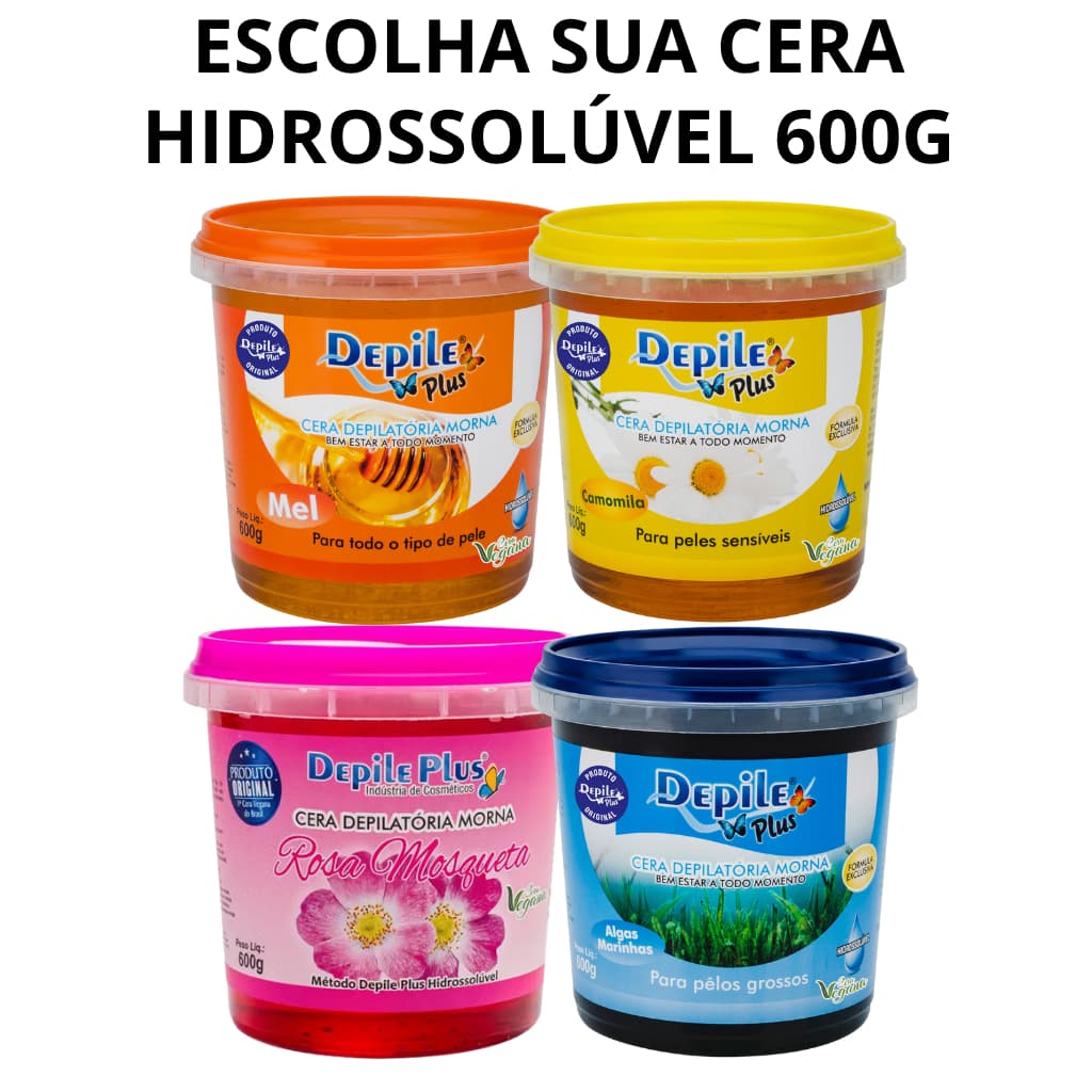 Cera Depilatória Hidrossolúvel 600g Depile Plus (Escolha a sua)