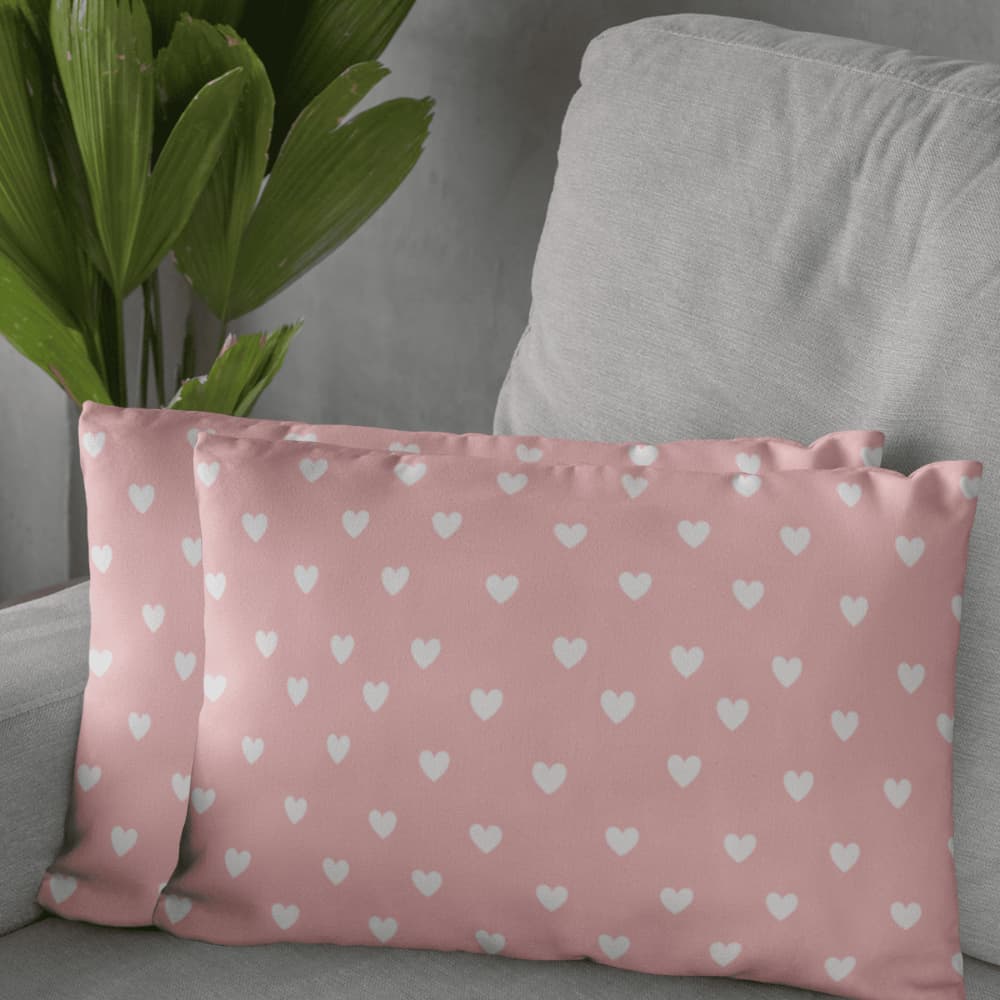 Kit Fronhas para Travesseiros 2 peças 50x70cm Micropercal  Decorativa Corações