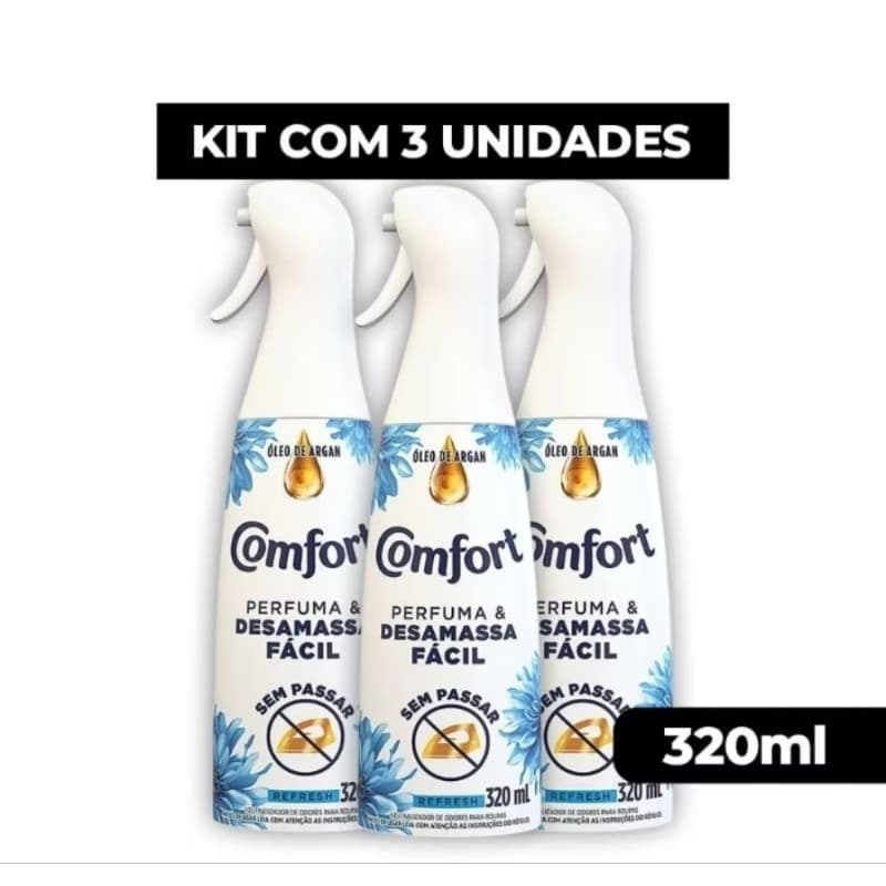 Comfort REFRESH Sem Passar, Neutralizador de tecido Perfuma e Desamassa fácil 320ml