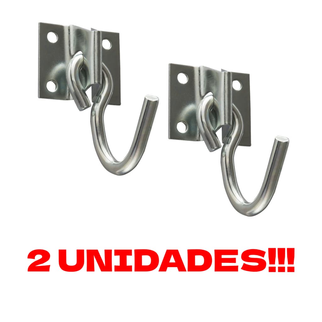 Kit 2 Unidades Gancho De Rede Aço Galvanizado Design Ultra fino
