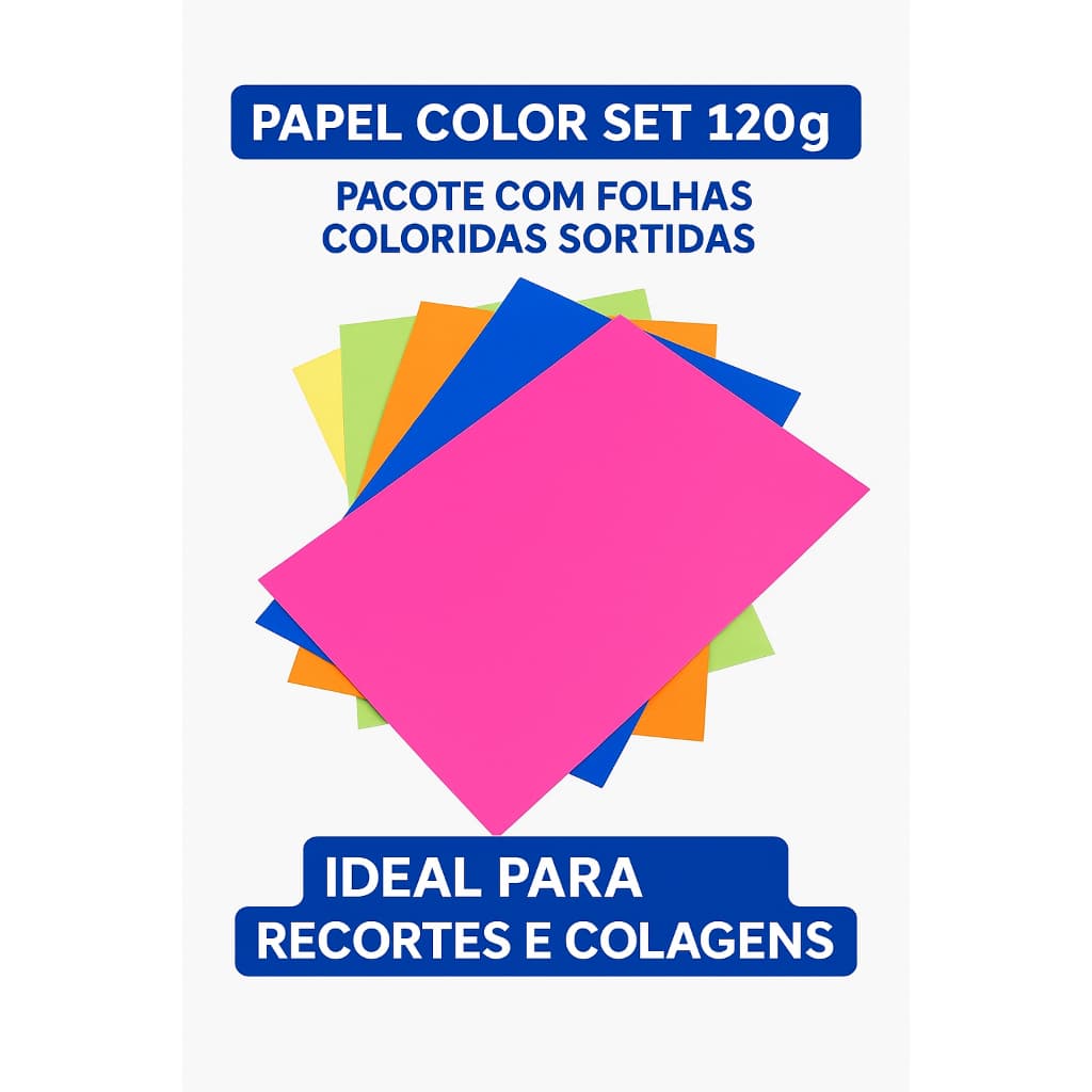 Papel Colorido A4 120g – 50 Folhas | Escolha Sua Cor