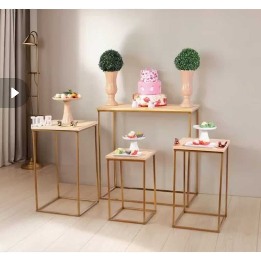 Quarteto de mesa cubo para festa e eventos madeira pinos aço carbona e pintura eletrostatica