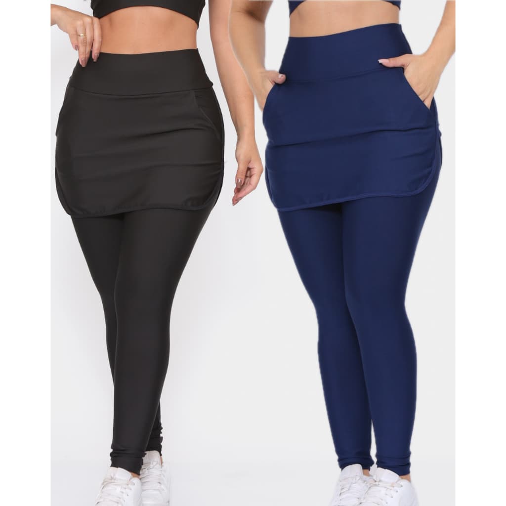 Legging Moda Evangelica Fitness Feminina Saia- Kit 2 Uni.