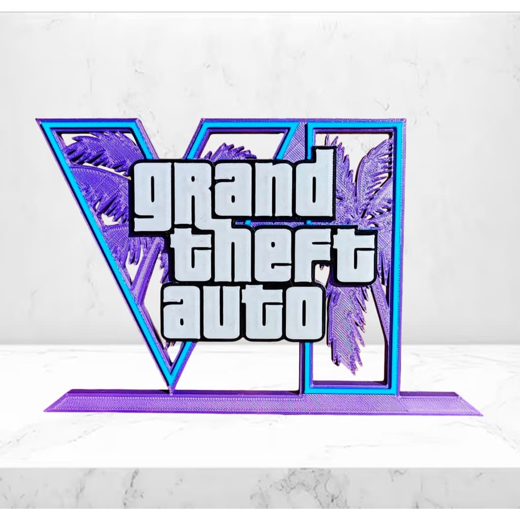 GTA VI - Logo em 3D - Placa Decorativa Personalizado