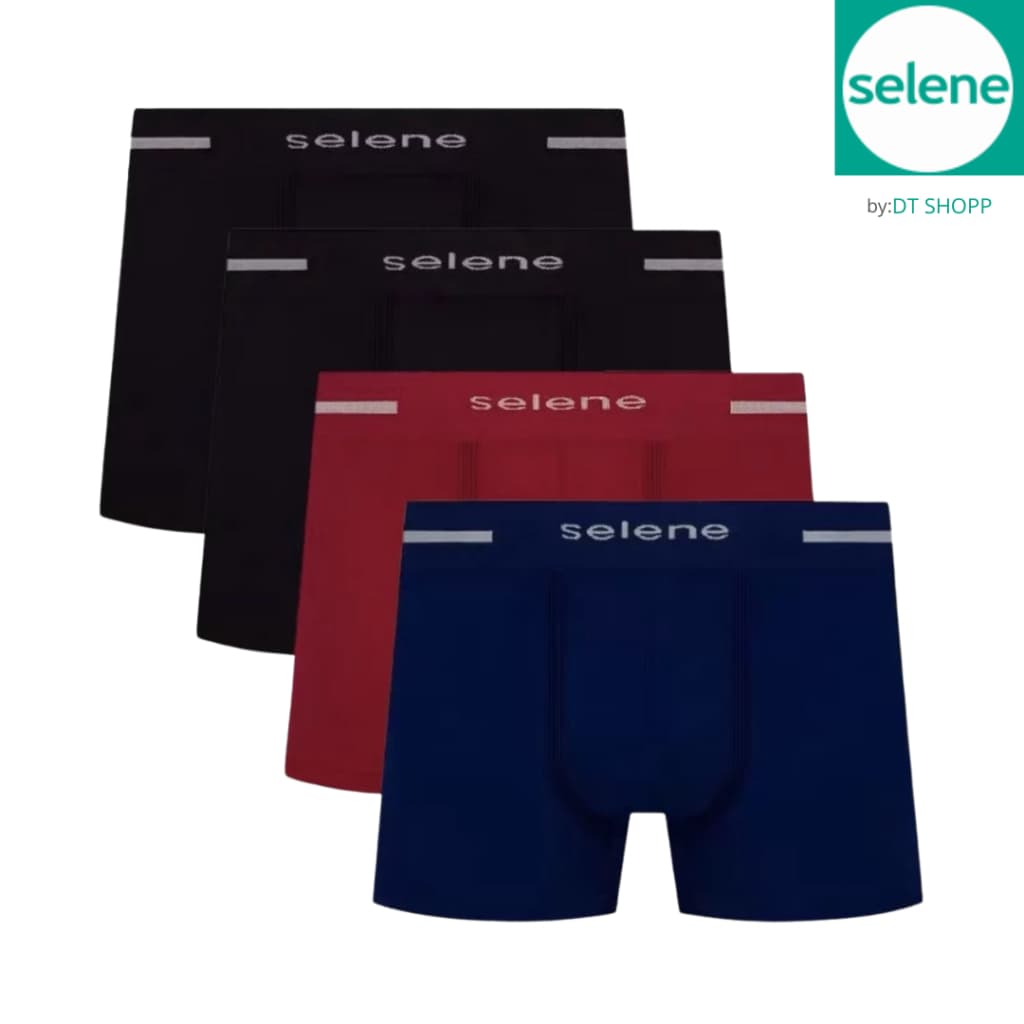Kit 4 Cuecas Boxer Selene Masculino Microfibra Box Sem Costura Original