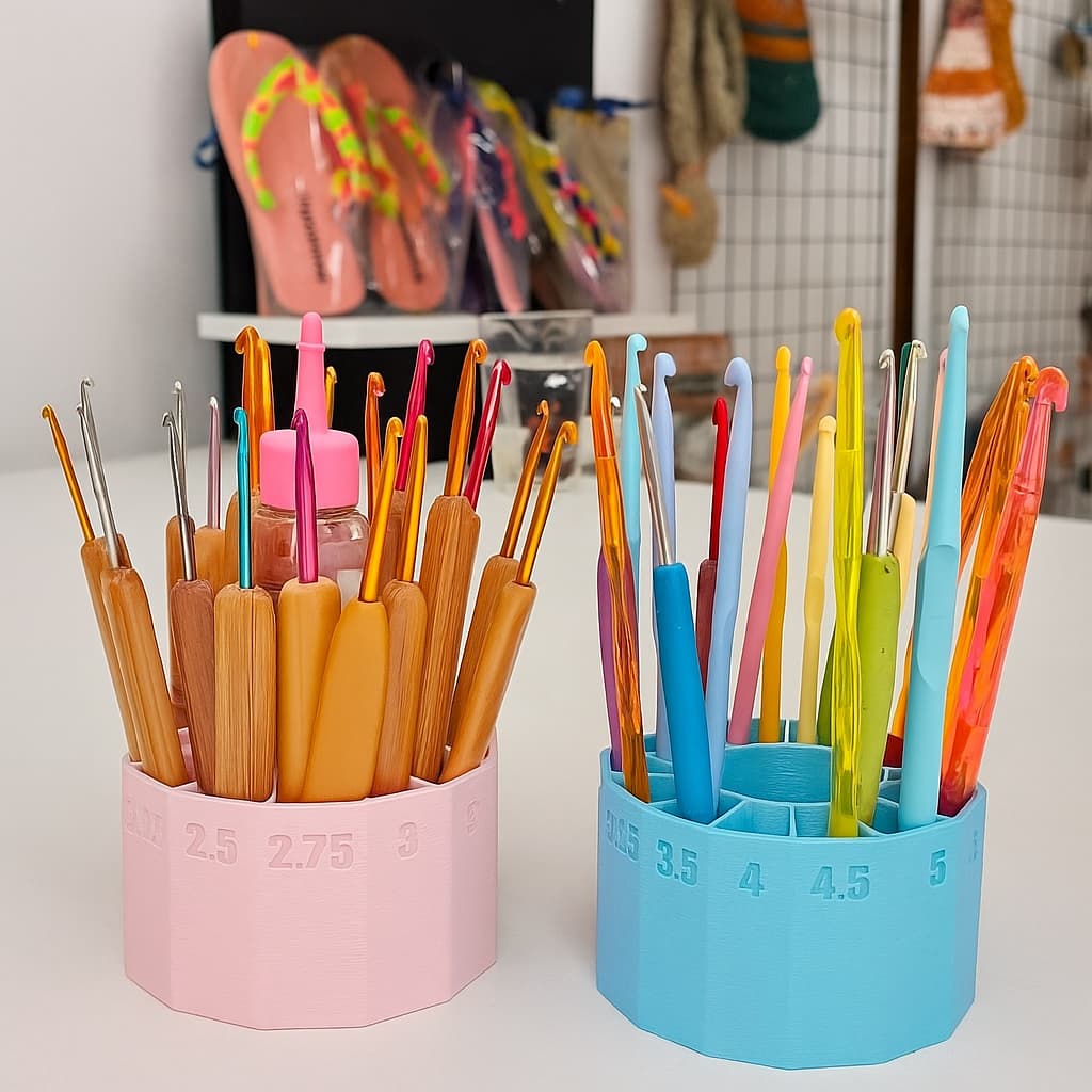 Suporte para Agulhas de Crochê Numerado 12 Divisórias –Porta Agulhas De Crochê Organização Prática e Colorida no Ateliê!