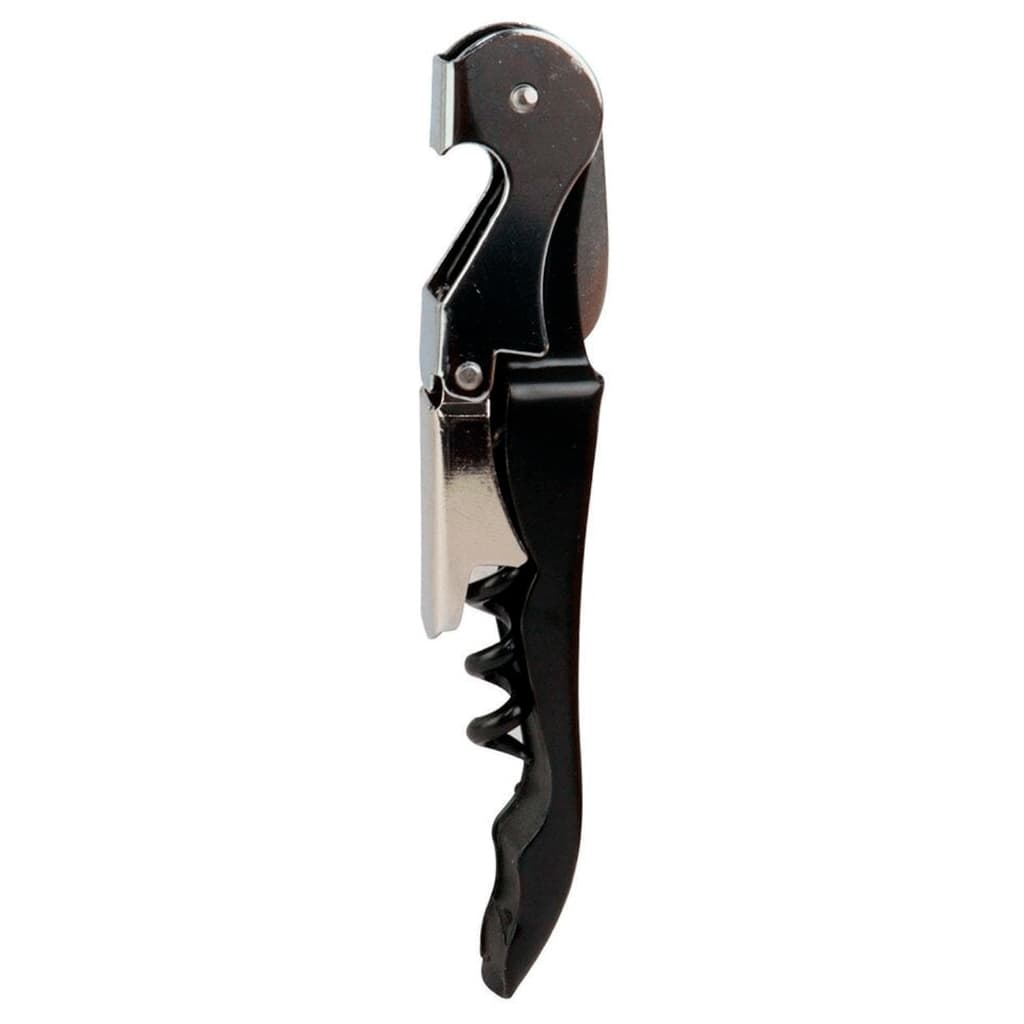 Saca Rolhas Sommelier Inox 12cm Preto Abridor Multiuso de Garrafas
