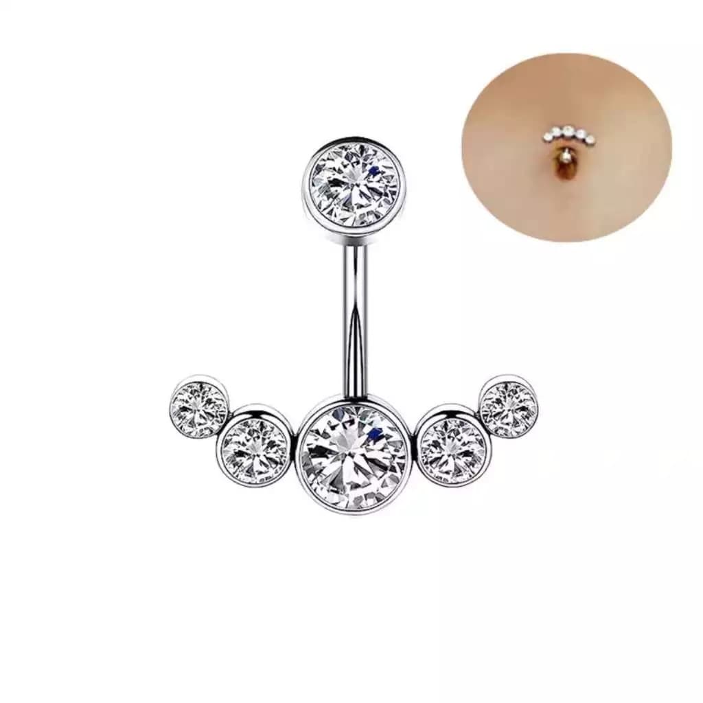 Piercing umbigo Banana Aço Cirúrgico Zircônia/Prata