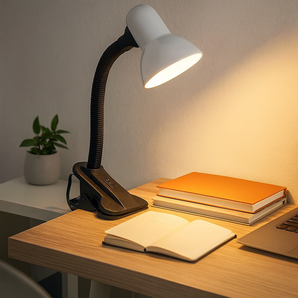 Luminária de Mesa Articulável com Presilha Tipo Garra Abajur Leitura Estudo Escritório Cor Preta