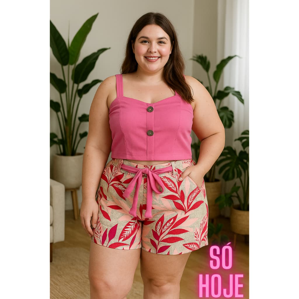 Blusa + Short (34 a 56) só hoje! PLUS SIZE e modinha conjunto feminino Família