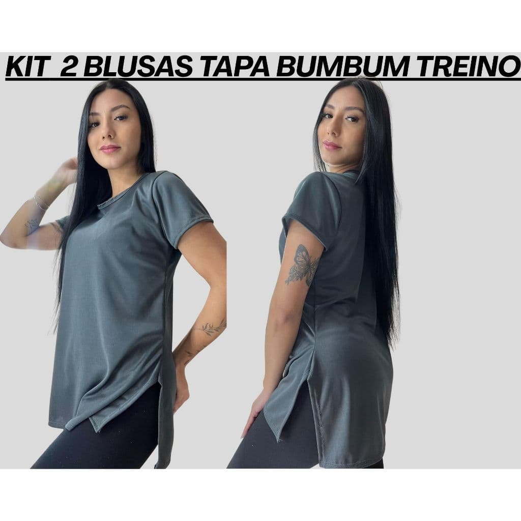 KIT 2 BLUSAS  DRYFIT TAPA BUMBUM FITNESS