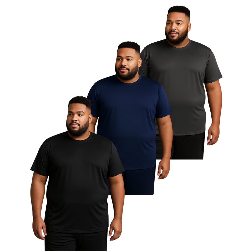 Kit 3 Camisetas Plus Size Dry Fit Poliéster Corrida Academia Treino