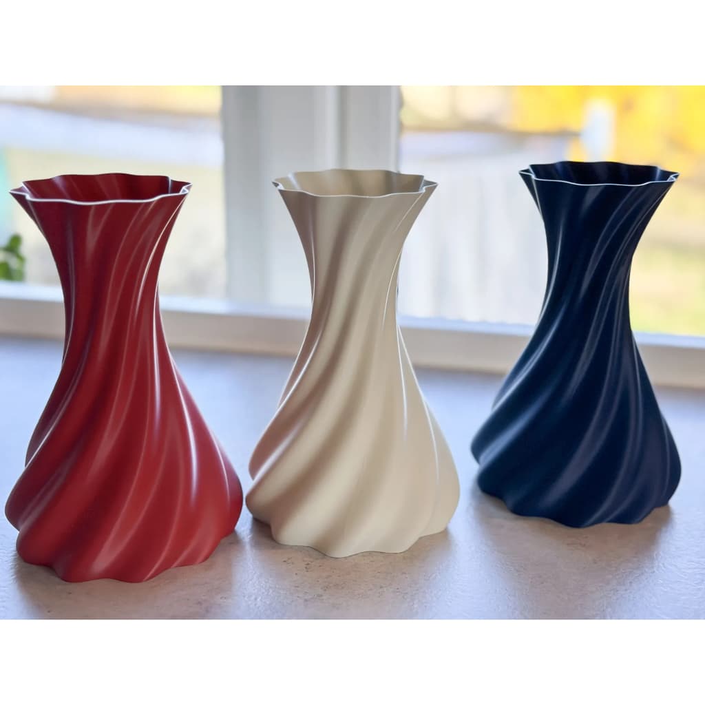 Vaso Decorativo Espiralado De Mesa Em PETG Com Base Larga 17,9cm Para Flores Naturais Ou Artificiais